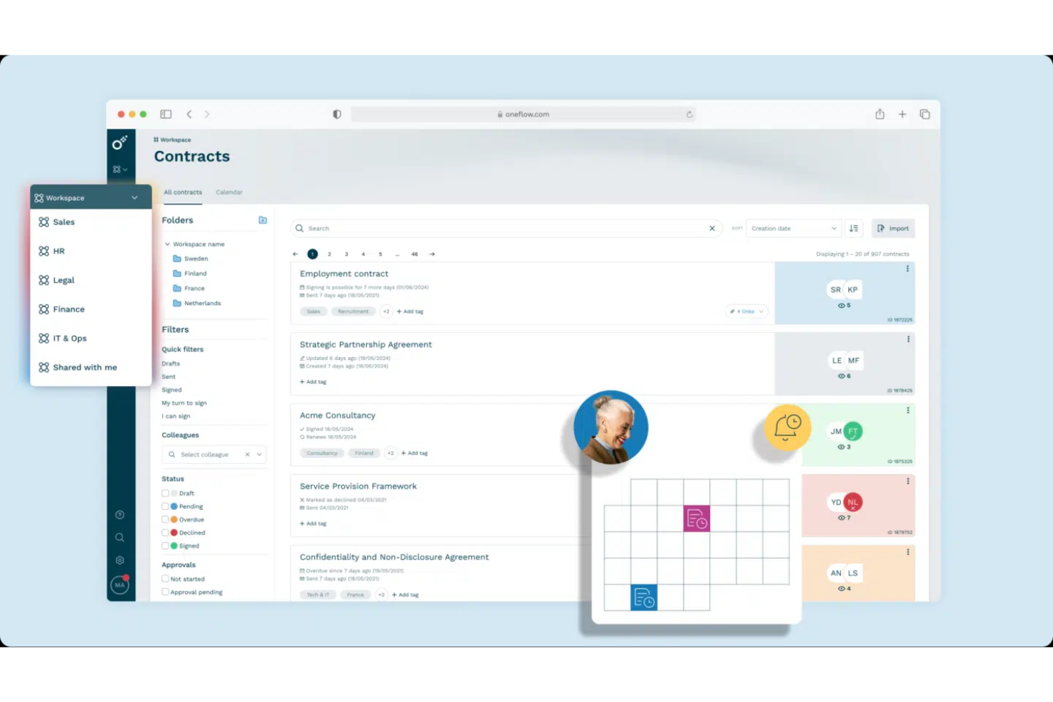 Oneflow screenshot - 10 Mejores Programas de Cotizaciones en la Nube Analizados en 2026