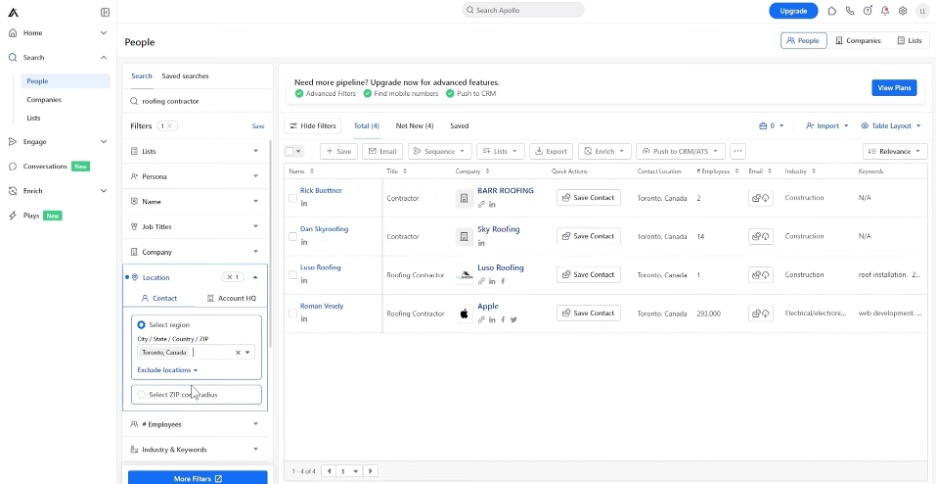 Apollo.io screenshot - Los 10 mejores buscadores de correos electrónicos reseñados en 2026