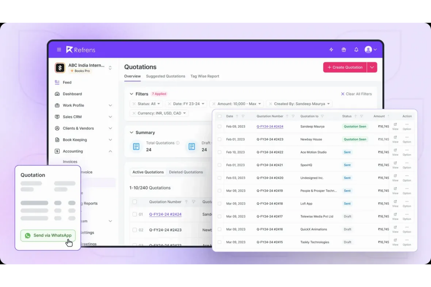 Refrens screenshot - 10 Mejores Programas de Cotizaciones en la Nube Analizados en 2026