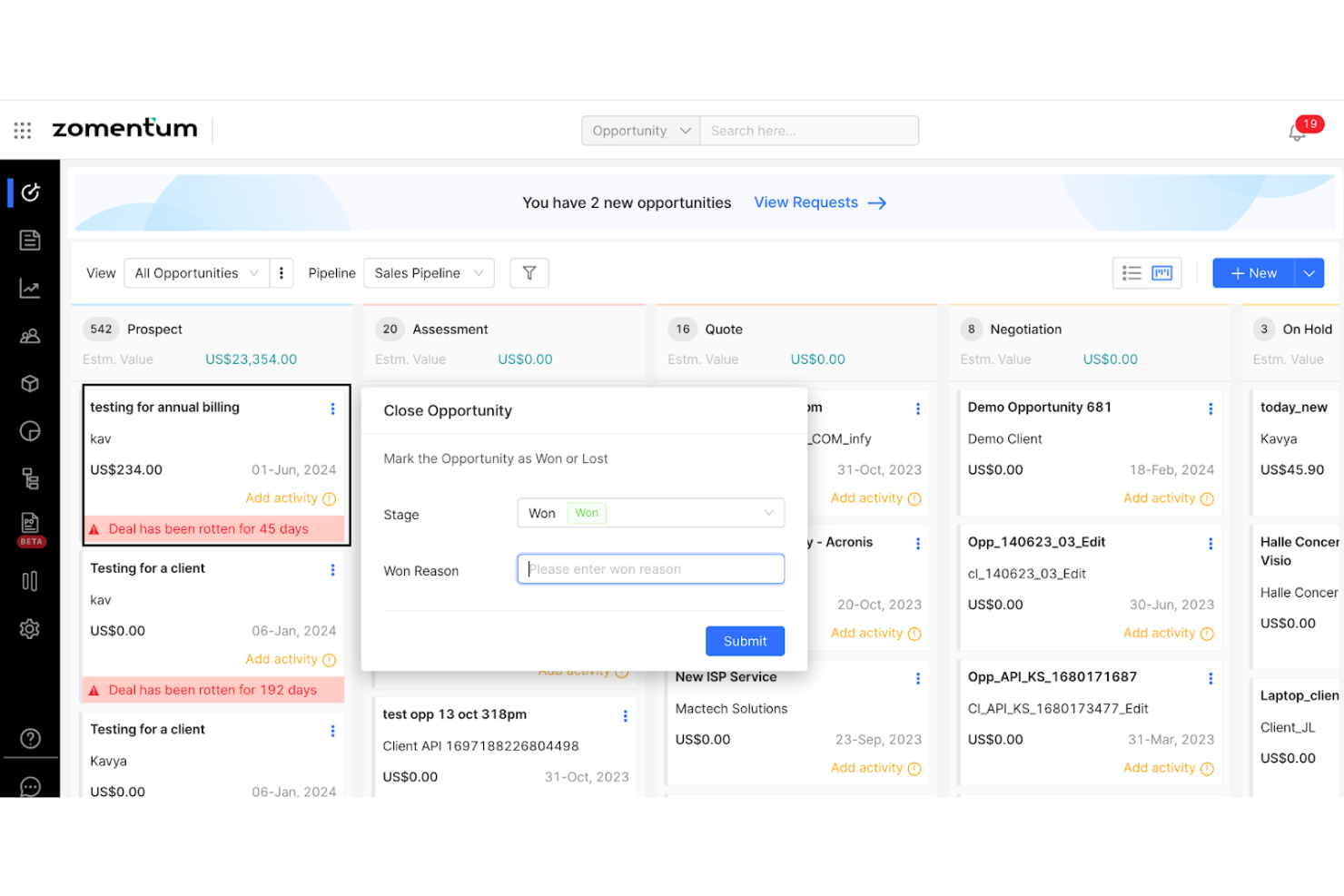 Zomentum screenshot - 10 Migliori Software di Preventivazione Basati su Cloud Recensiti nel 2026