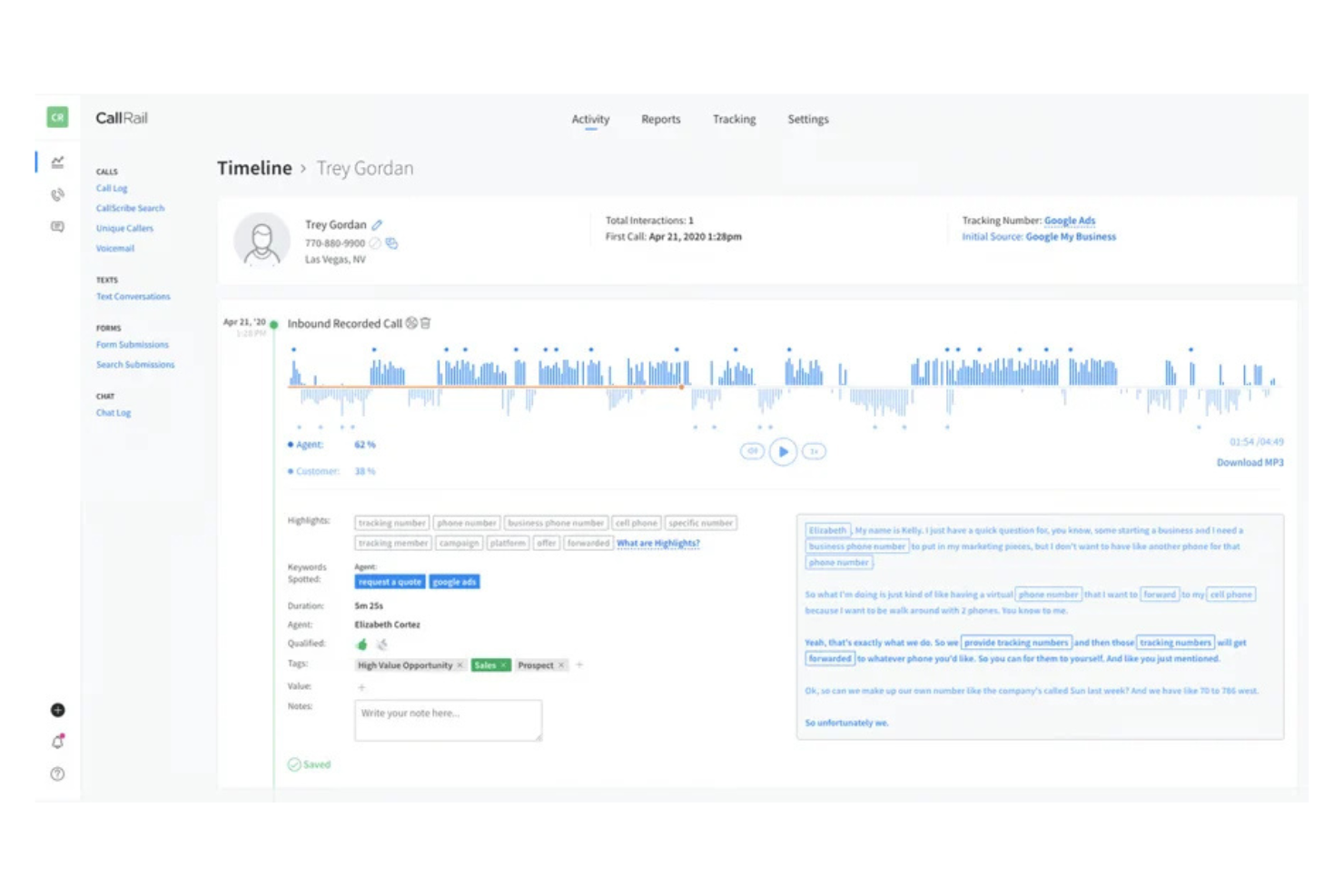 CallRail screenshot - Los 10 Mejores Software de Seguimiento de Llamadas Entrantes Analizados en 2026