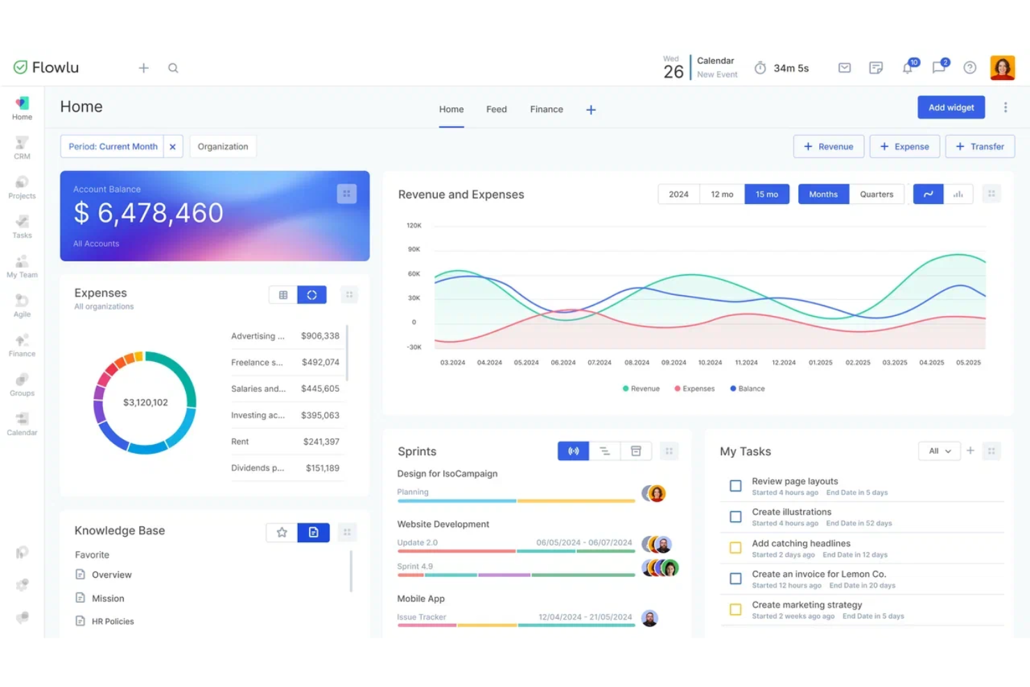 Flowlu screenshot - Le 10 migliori soluzioni gratuite per il monitoraggio delle vendite recensite nel 2026