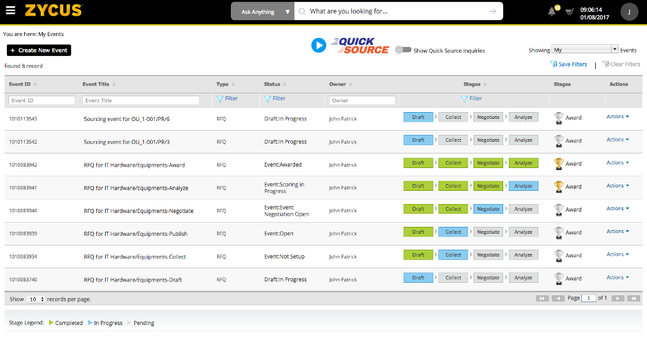 Zycus screenshot - Le 10 migliori soluzioni software per la gestione dei contratti basata su cloud recensite nel 2026