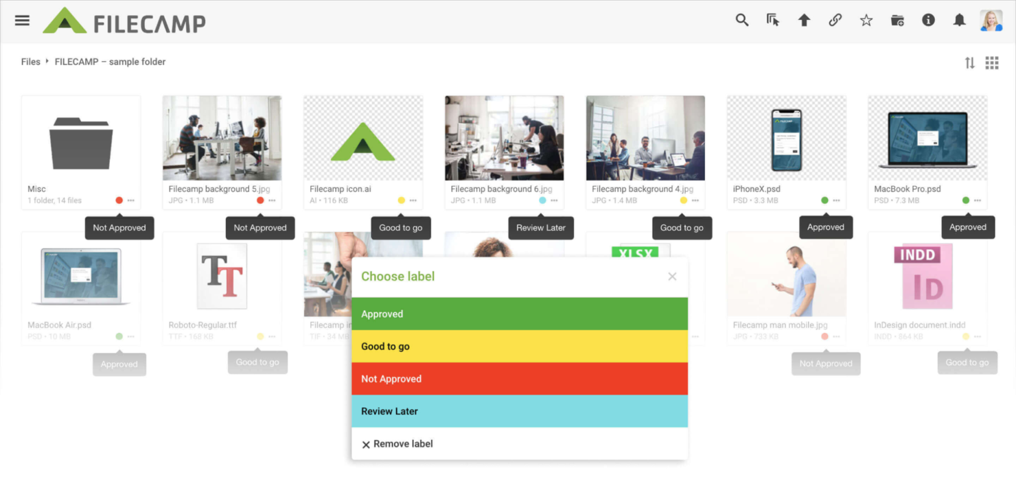 Filecamp screenshot - Los 10 mejores softwares de gestión de contenidos de ventas revisados en 2026