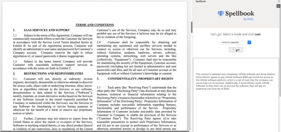 Spellbook screenshot - 10 mejores software de revisión de contratos con IA revisados en 2026