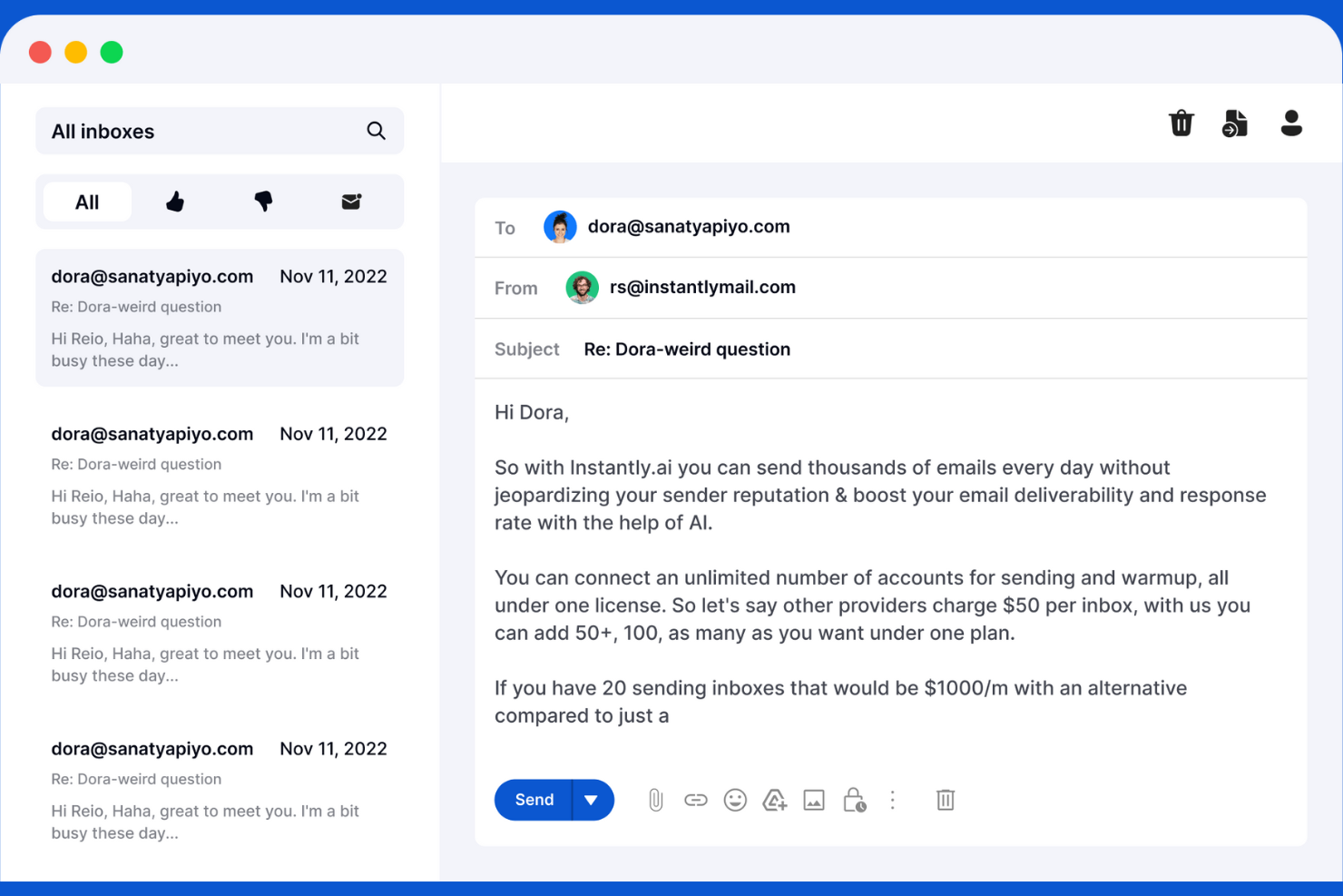 Instantly screenshot - Los 10 mejores software de asistentes de ventas con IA revisados en 2026