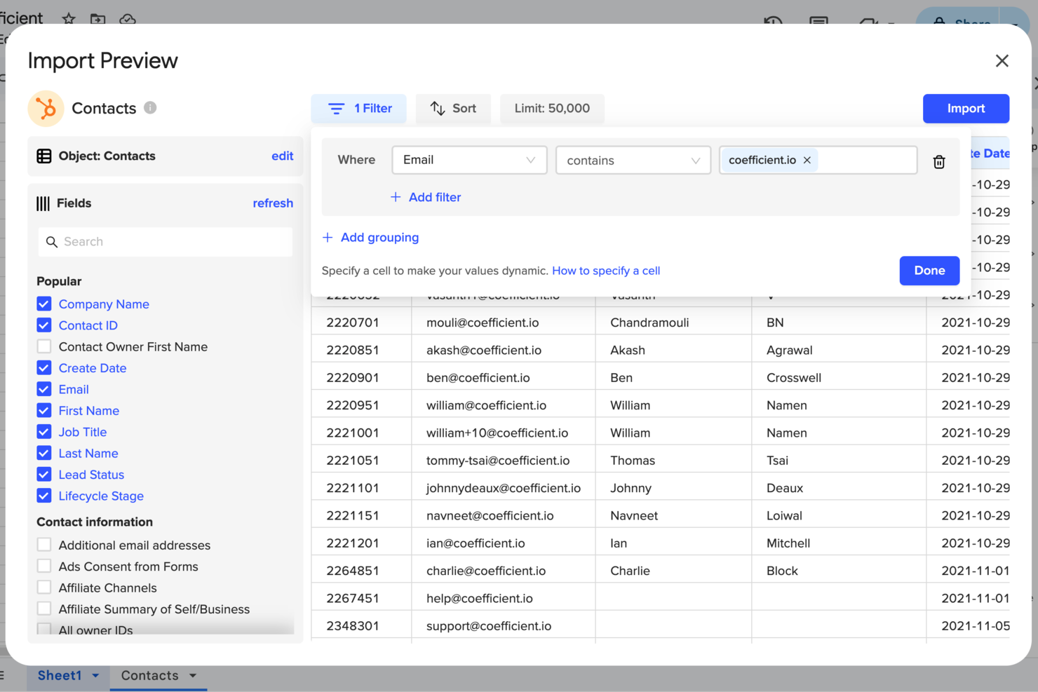 Coefficient screenshot - Le 10 migliori integrazioni HubSpot per il 2026