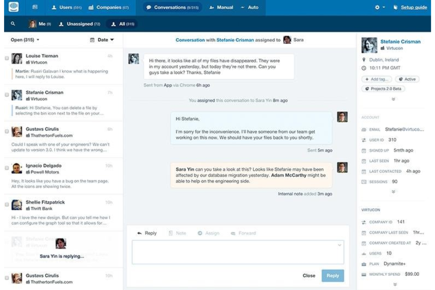 Intercom screenshot - Los 10 mejores programas de CRM de marketing analizados para 2026