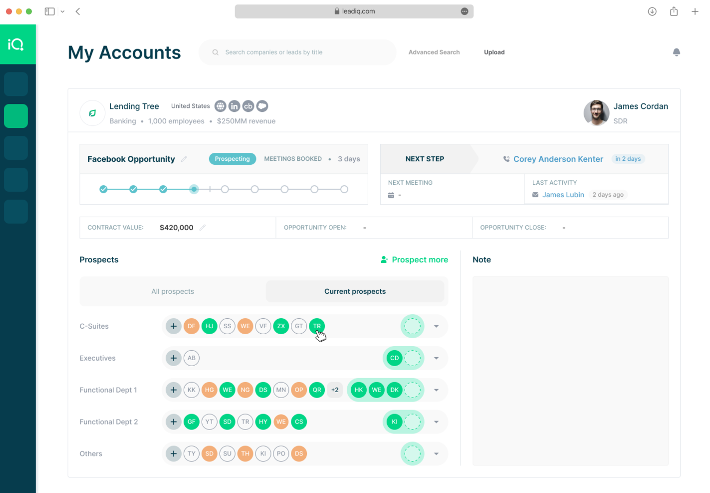 LeadIQ screenshot - Los 10 mejores competidores de Seamless AI analizados en 2026