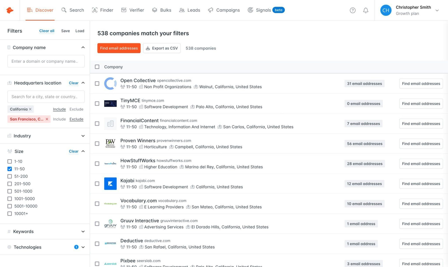 Hunter screenshot - Los 10 mejores competidores de Seamless AI analizados en 2026