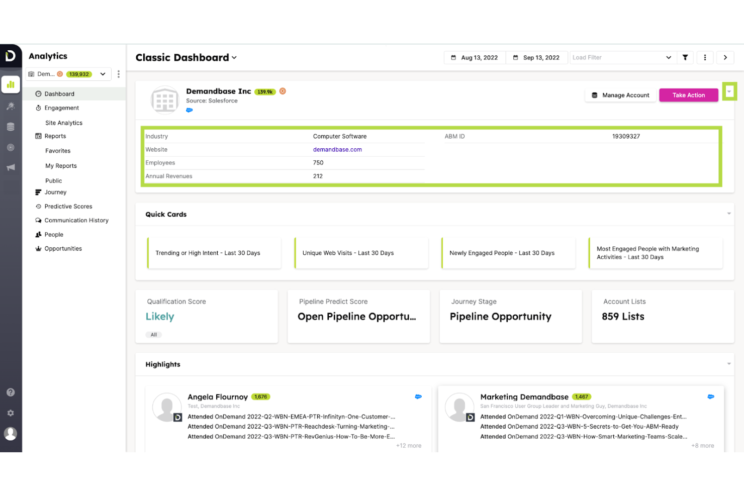Demandbase screenshot - 10 migliori strumenti di arricchimento dei dati recensiti nel 2026