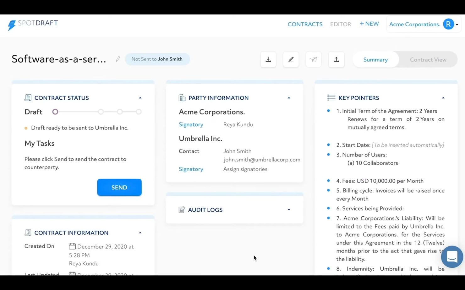 SpotDraft screenshot - 10 Migliori Strumenti di Gestione dei Contratti per Piccole Imprese nel 2026