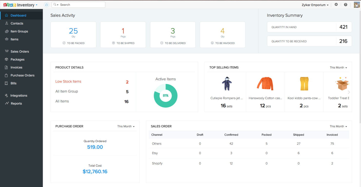 Zoho Inventory screenshot - 10 Mejores Programas de Inventario y Ventas Analizados en 2026