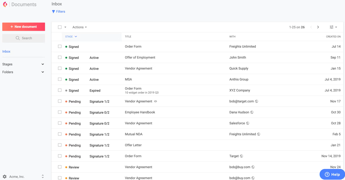 Concord screenshot - 10 Migliori Strumenti di Gestione dei Contratti per Piccole Imprese nel 2026