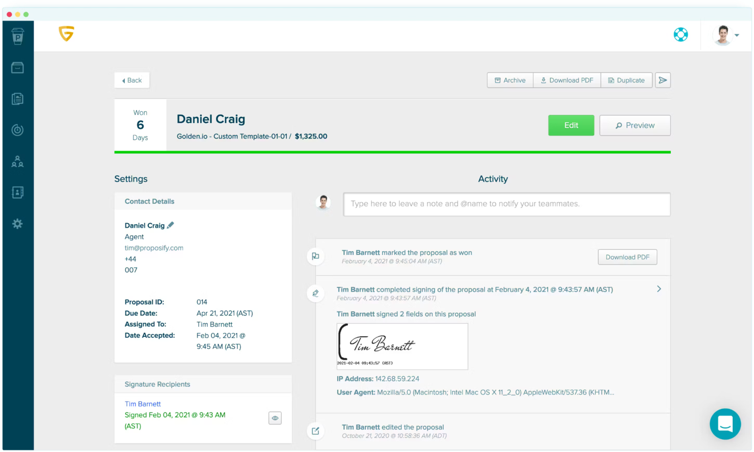 Proposify screenshot - 23 Mejores Software de Cotizaciones para Pequeñas Empresas en 2026
