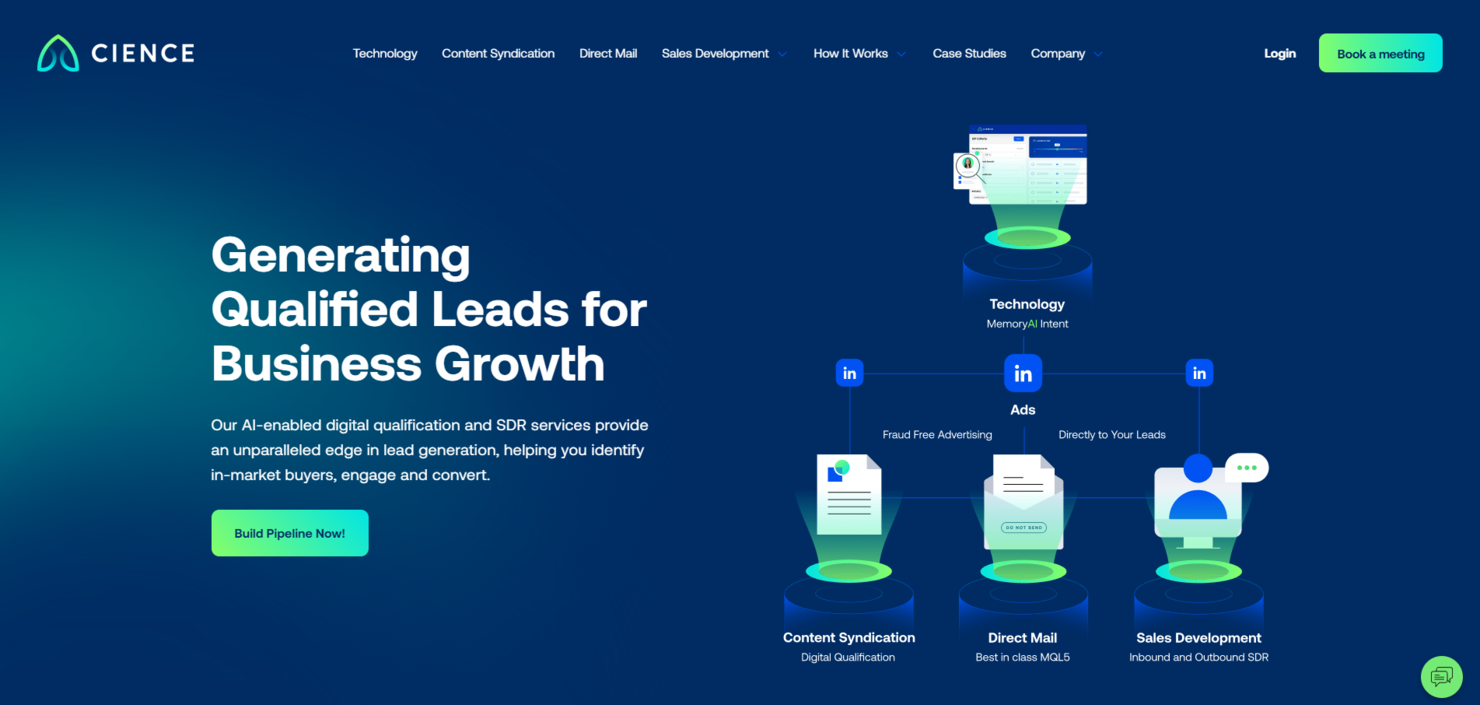 CIENCE Technologies screenshot - 10 mejores servicios de generación de leads revisados en 2026