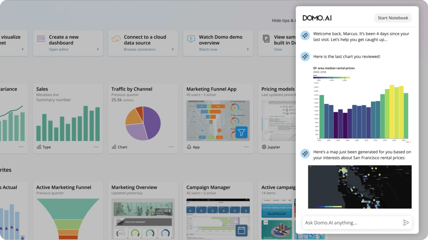 Domo screenshot - I 18 Migliori Strumenti di Analisi Predittiva per Piccole Imprese 2026