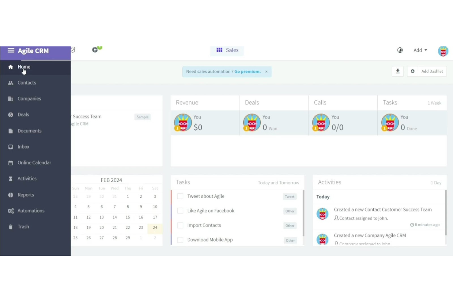 Agile CRM screenshot - Los 10 Mejores Software de Gestión de Ventas para Pequeñas Empresas 2026