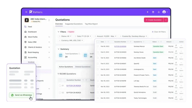 Refrens screenshot - 23 Migliori Software di Preventivazione per Piccole Imprese nel 2026