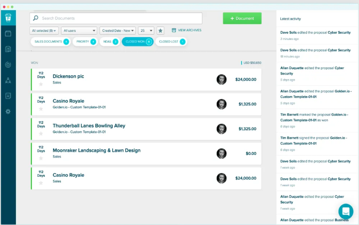 Proposify screenshot - Los 10 mejores programas de solicitudes de propuestas analizados en 2026