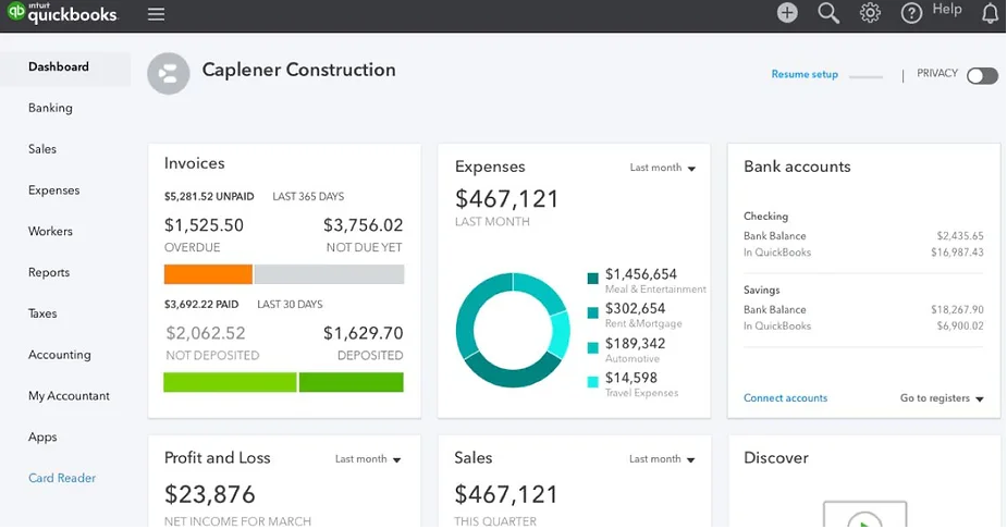 QuickBooks screenshot - Le 10 migliori soluzioni software per preventivi e fatturazione recensite nel 2026