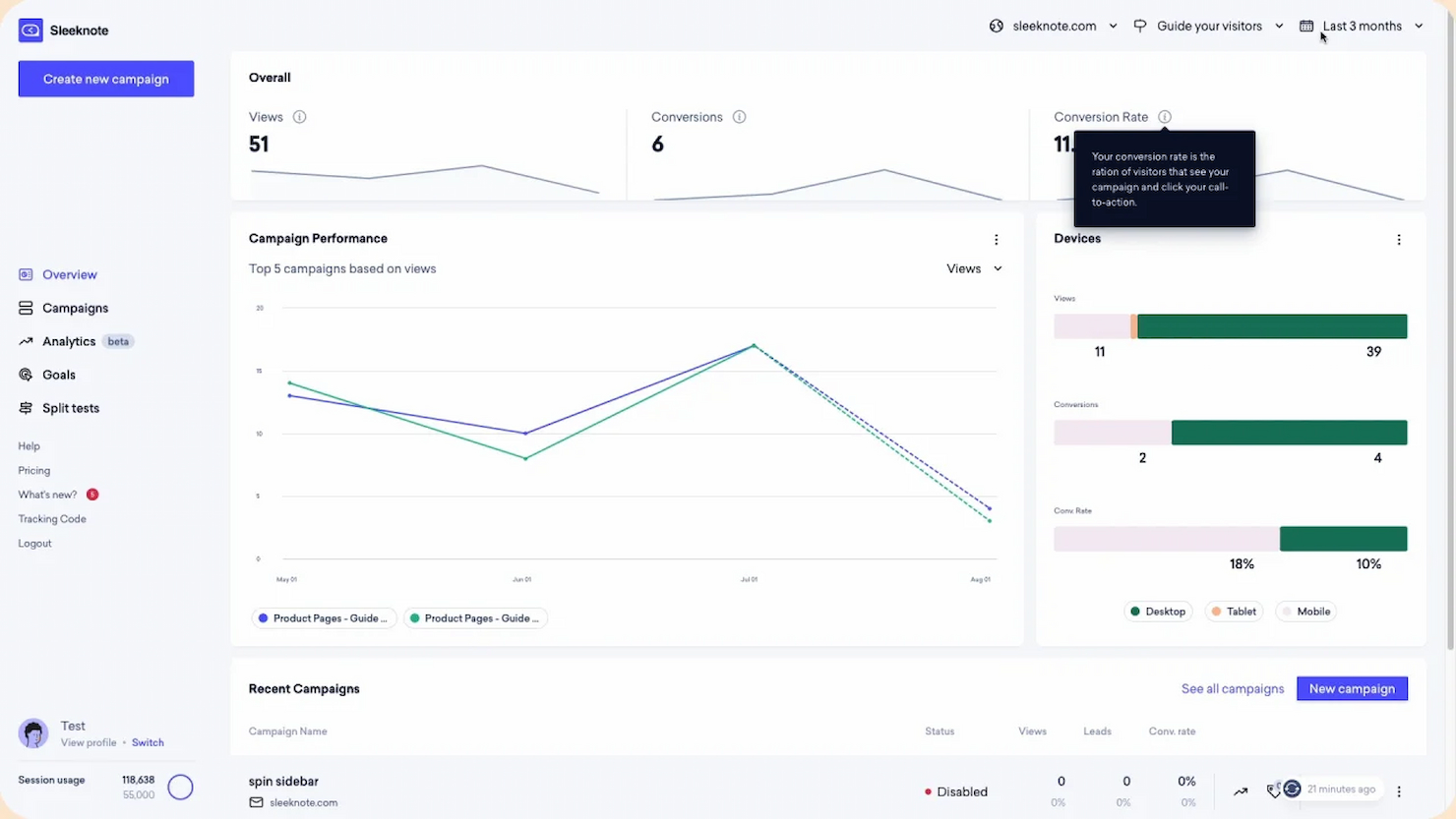Sleeknote screenshot - 10 mejores herramientas de generación de leads automatizada seleccionadas para 2026