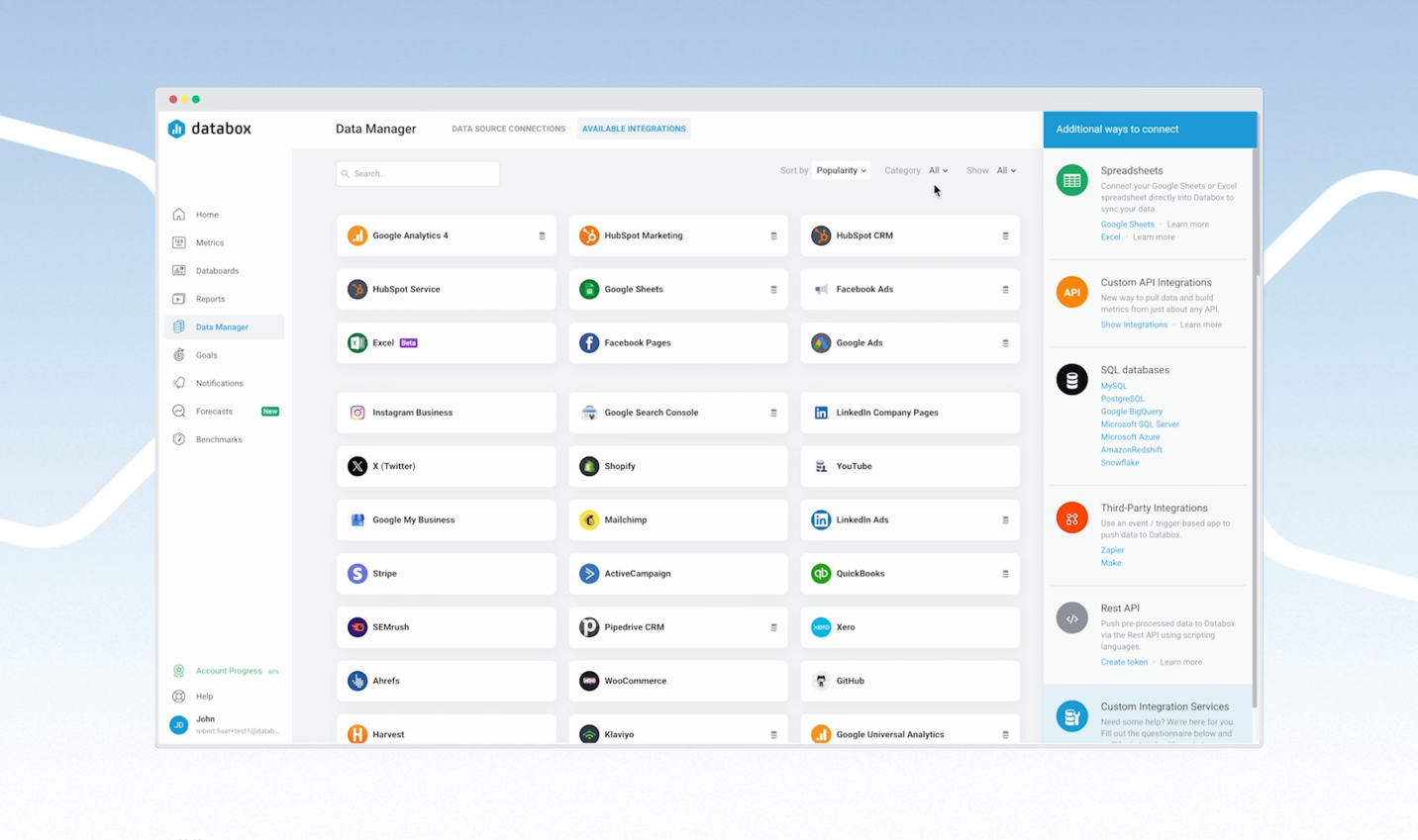 Databox screenshot - Le 10 migliori soluzioni software per dashboard recensite nel 2026