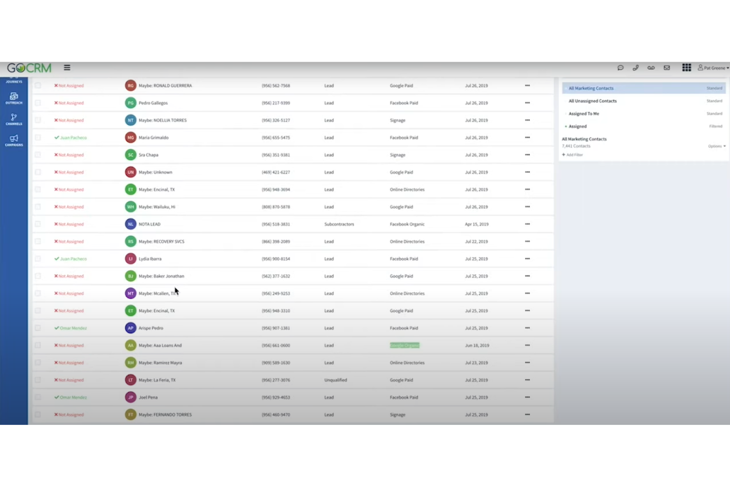 GoCRM screenshot - Los 10 mejores programas CRM con mensajería de texto reseñados en 2026