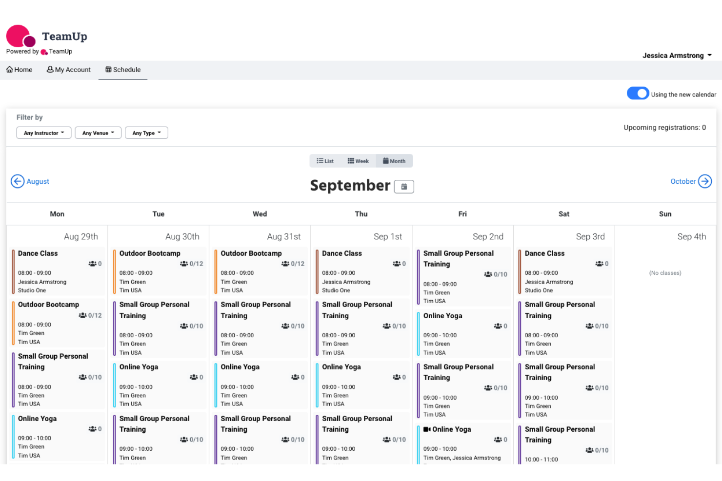 Teamup screenshot - Le 10 migliori soluzioni CRM per palestre recensite nel 2026