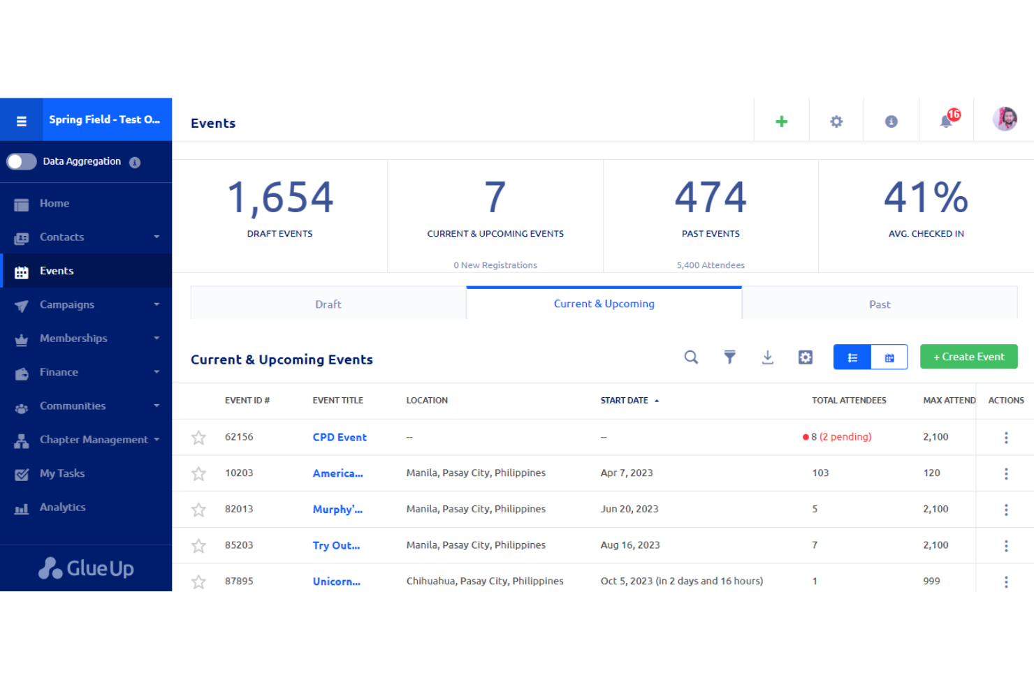 Glue Up screenshot - 10 Migliori Strumenti di Monitoraggio delle Vendite per Piccole Imprese nel 2026