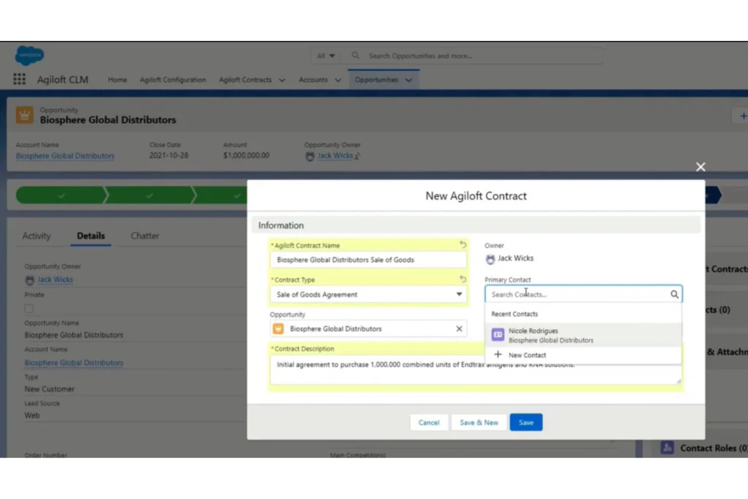Agiloft screenshot - I 10 migliori software per la gestione del ciclo di vita dei contratti nel 2026