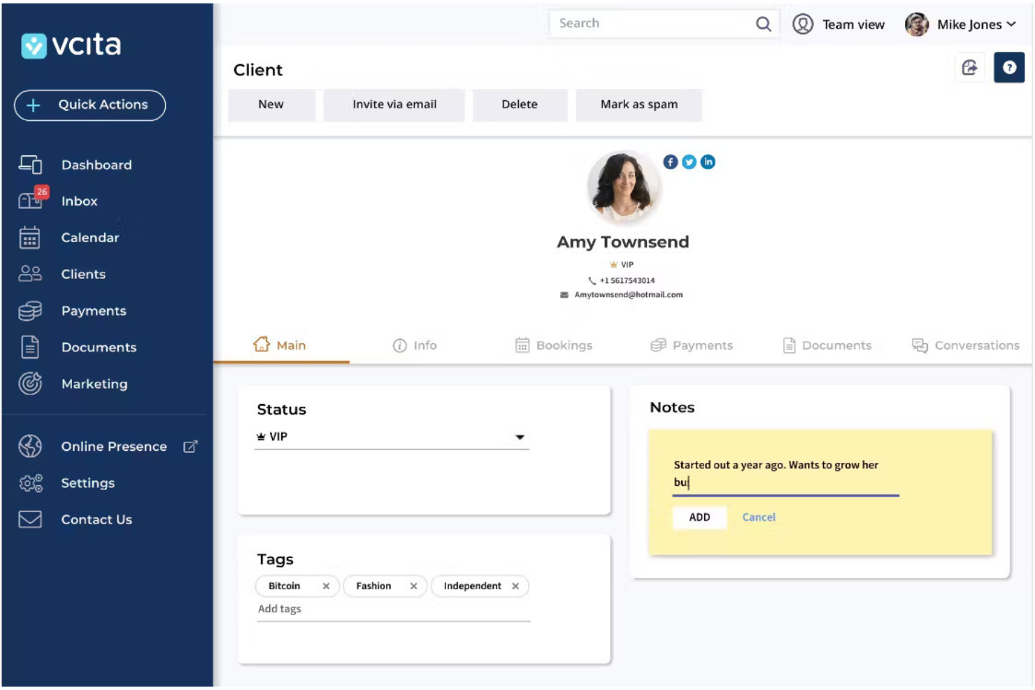 vCita screenshot - 10 Migliori Software CRM con Messaggistica Recensiti nel 2026