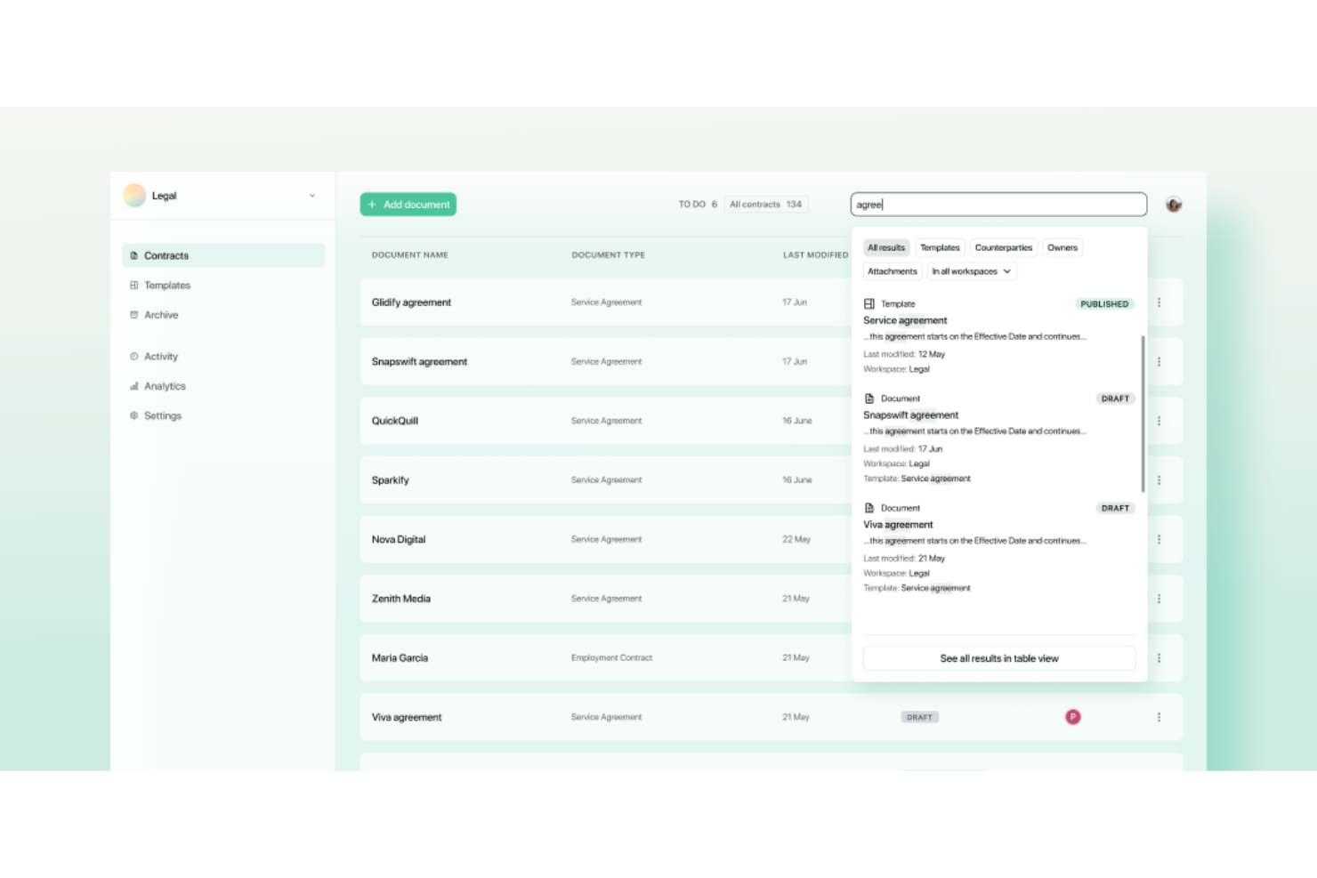Juro screenshot - I 10 migliori software per la gestione del ciclo di vita dei contratti nel 2026