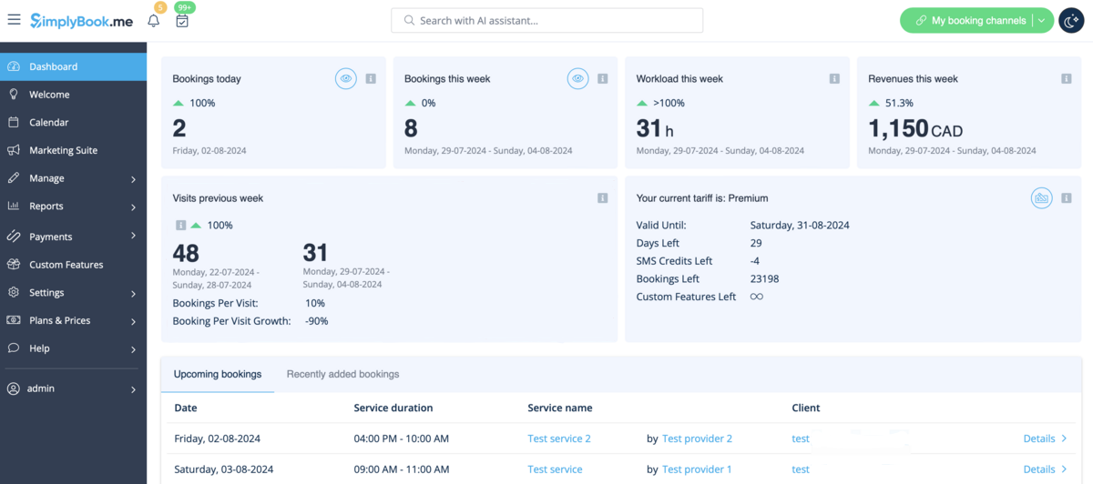 SimplyBook.me screenshot - 10 Mejores Alternativas a Calendly Analizadas en 2026