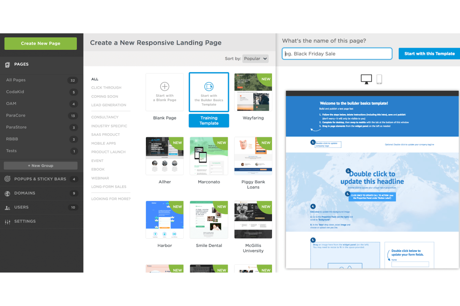 Unbounce screenshot - I 10 migliori software B2B per la generazione di contatti recensiti nel 2026