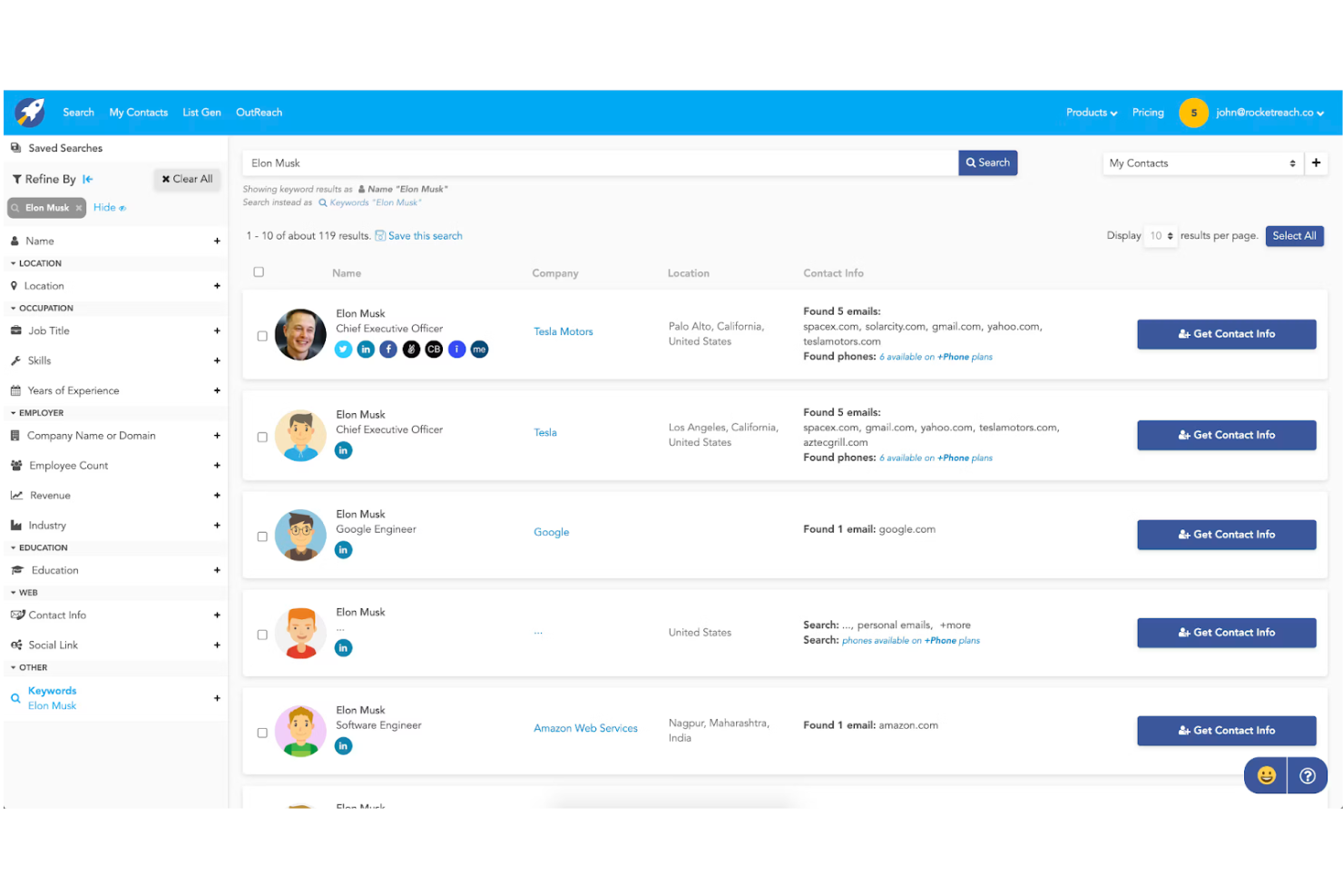 RocketReach screenshot - I 10 migliori software B2B per la generazione di contatti recensiti nel 2026