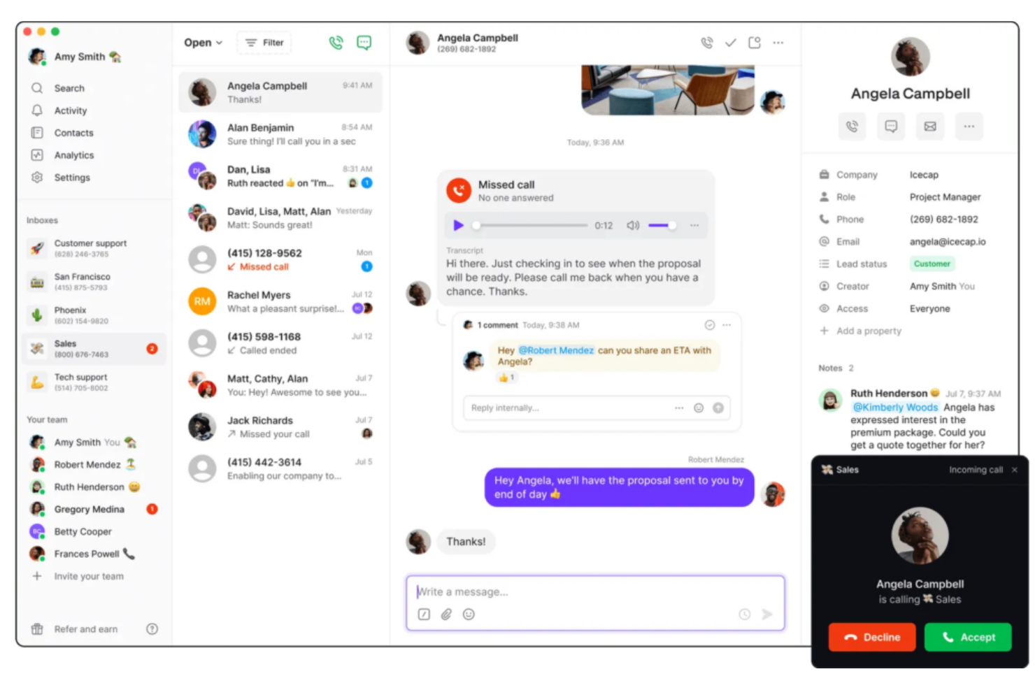 OpenPhone screenshot - I 10 migliori software per il monitoraggio delle chiamate in uscita nel 2026