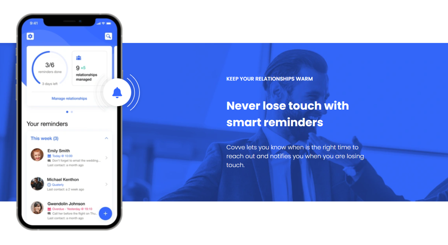 Covve screenshot - 10 Mejores Programas de Gestión de Contactos Revisados en 2026