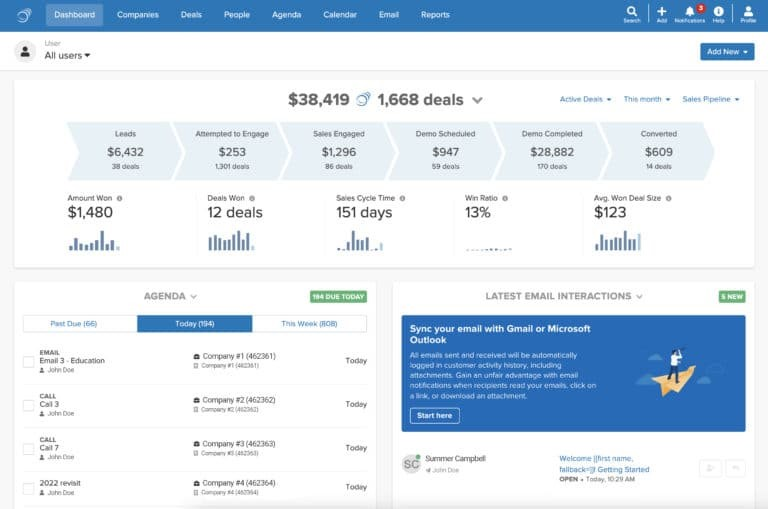 Pipeline CRM screenshot - Le 10 Migliori Soluzioni CRM Per La Produzione Valutate Nel 2026
