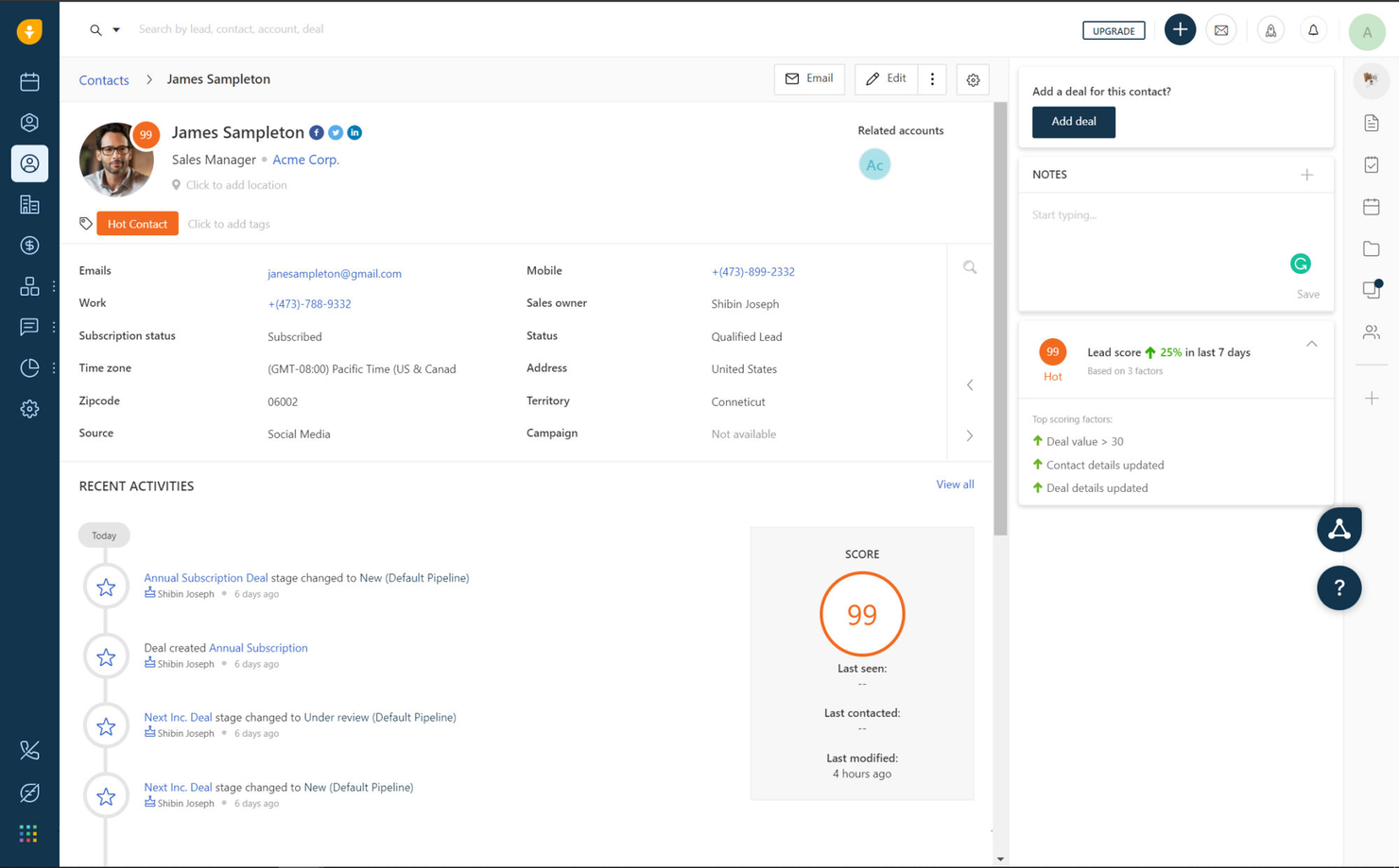 Freshworks CRM screenshot - Los 10 mejores programas CRM bancarios analizados en 2026