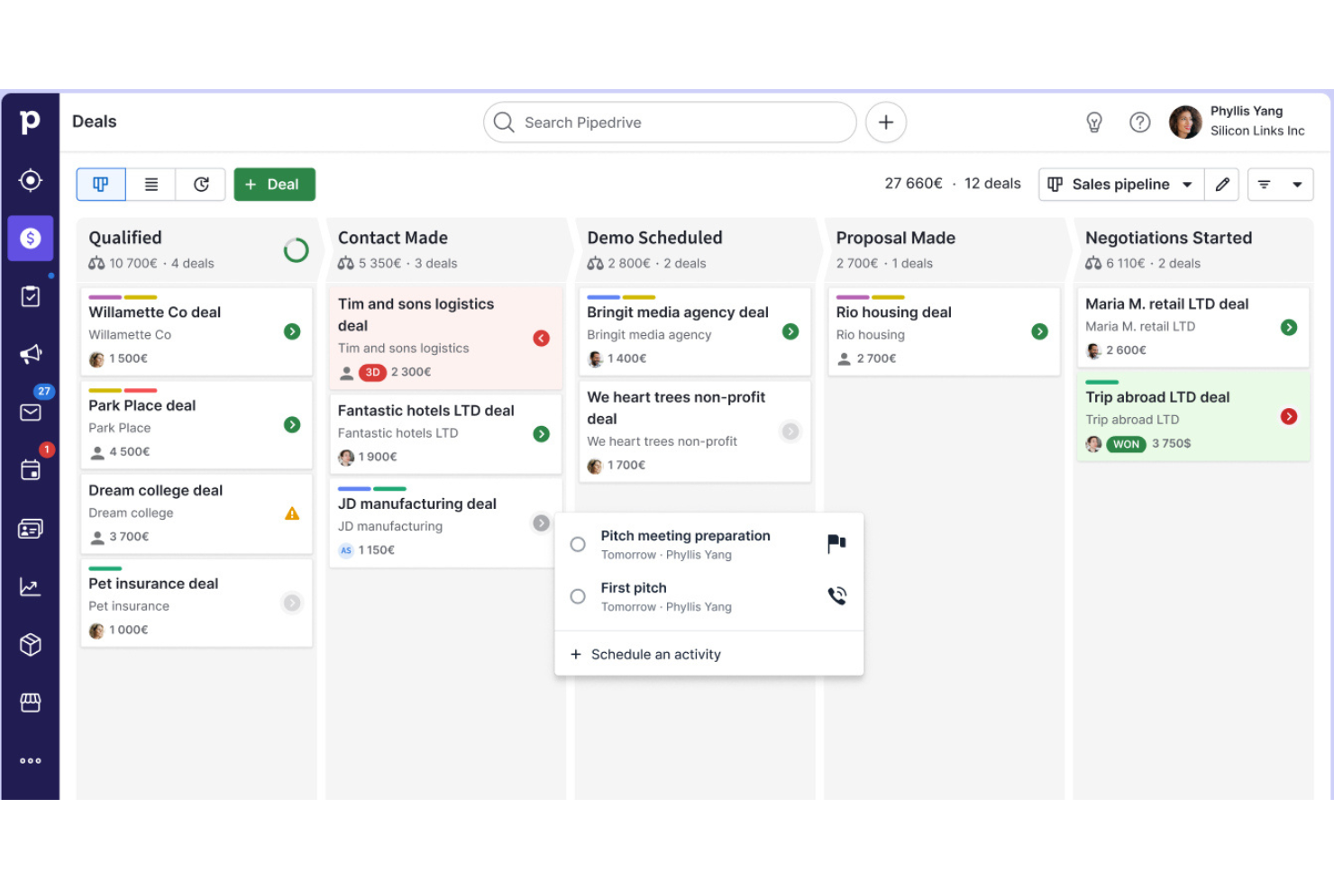 Pipedrive screenshot - 20 Migliori Software CRM per Consulenti Finanziari nel 2026