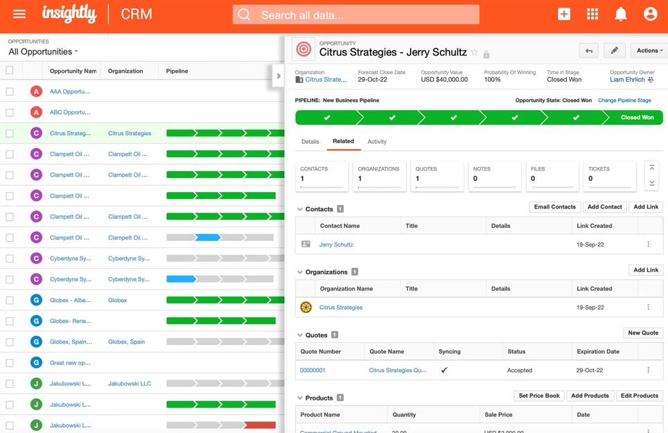 Insightly screenshot - 10 Mejores Programas CRM Con Integración A Outlook En 2026