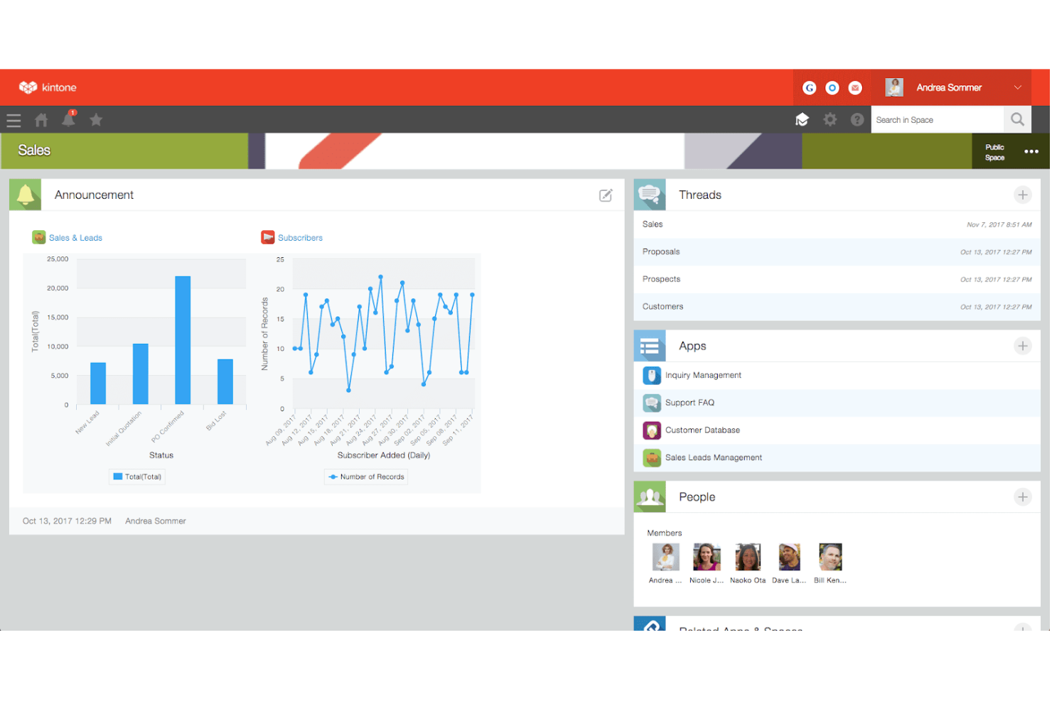 Kintone screenshot - 10 Migliori Software CRM per Office 365 nel 2026