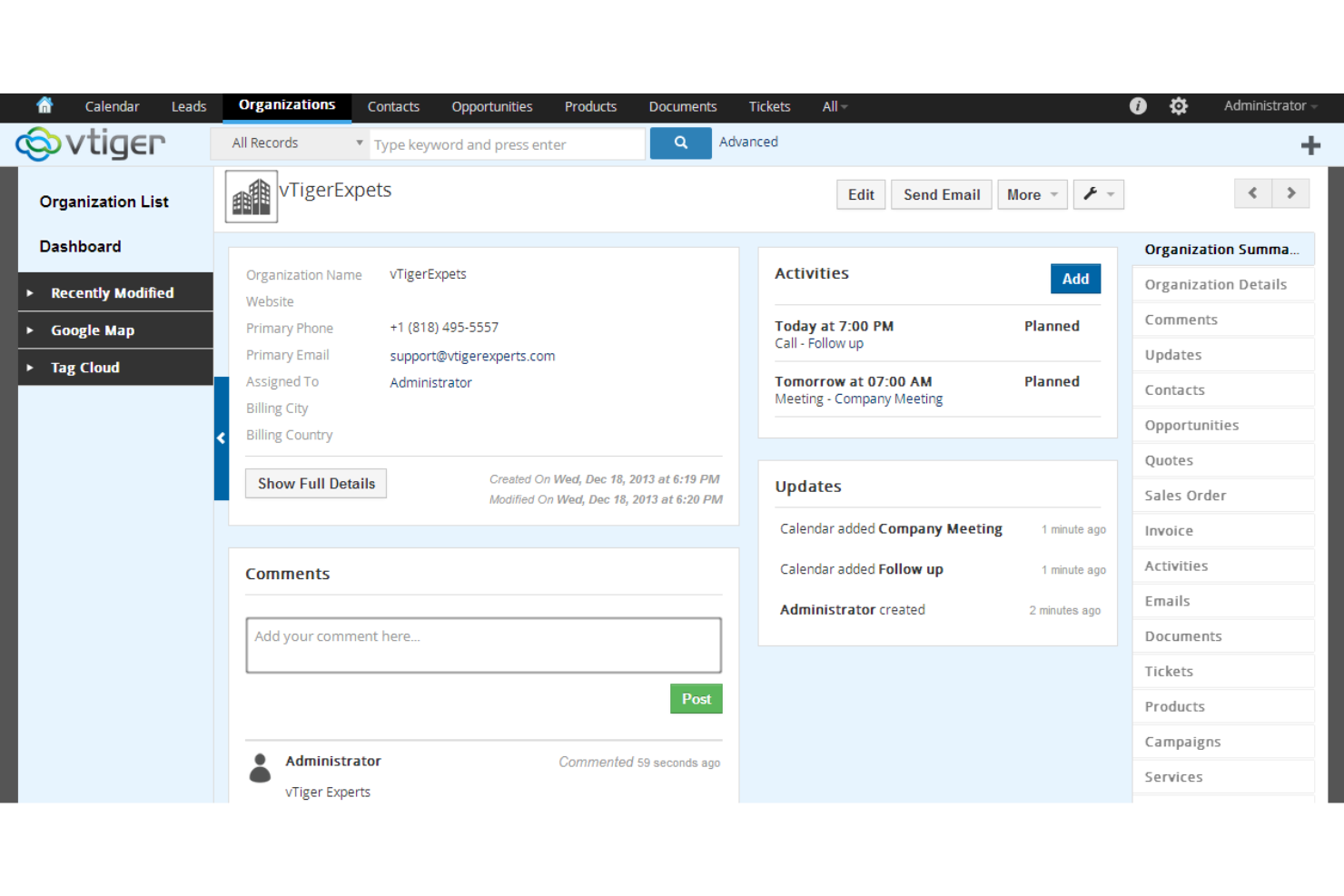 Vtiger CRM screenshot - 10 Mejores Alternativas a SugarCRM Analizadas en 2026