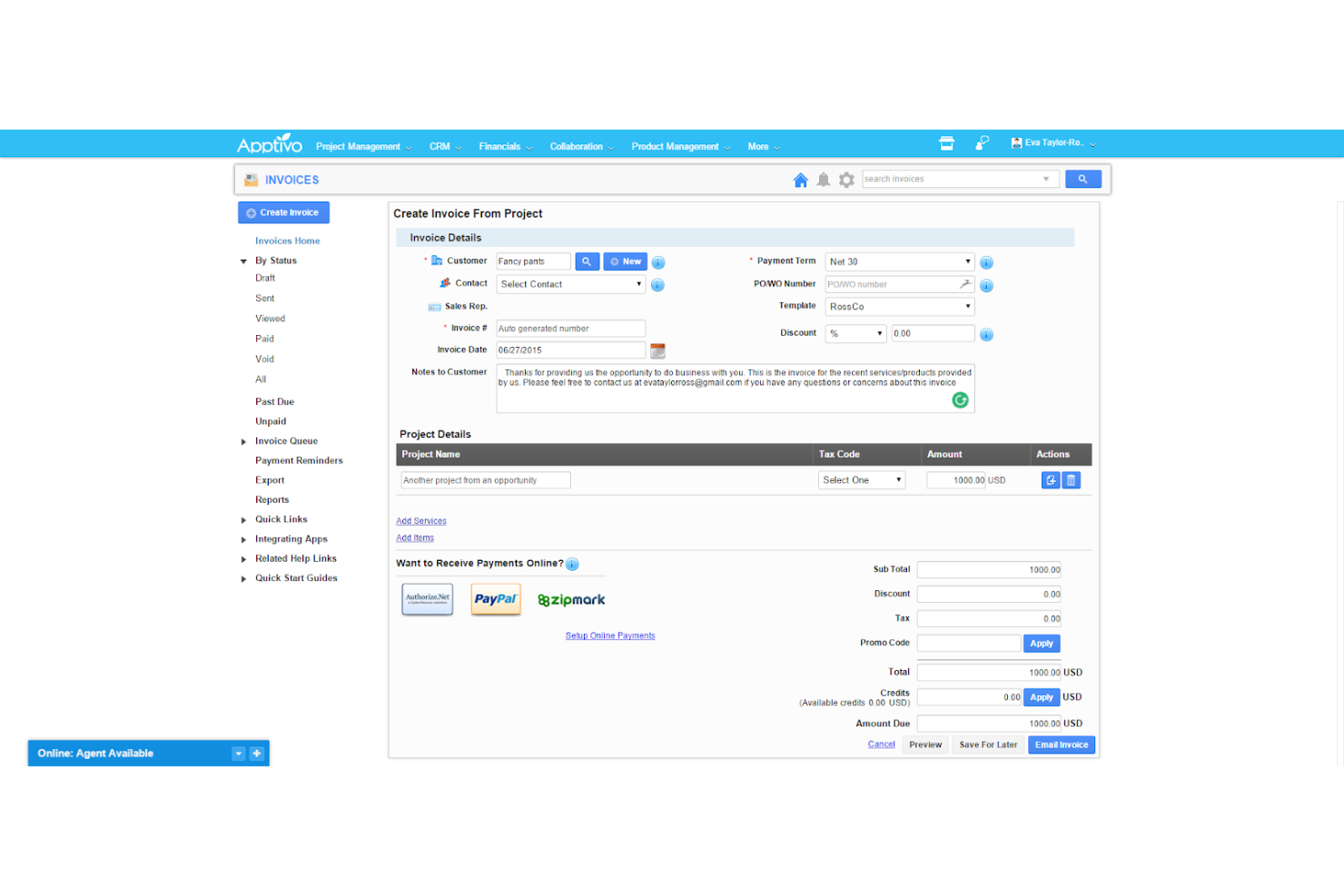 Apptivo screenshot - 10 Mejores Alternativas a SugarCRM Analizadas en 2026