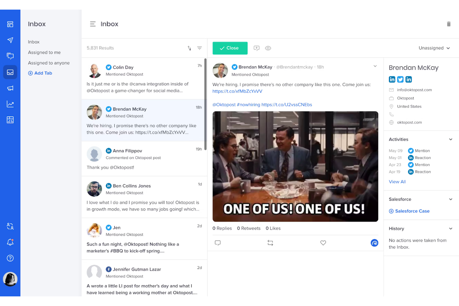 Oktopost screenshot - 10 Mejores Software de CRM Social Analizados en 2026