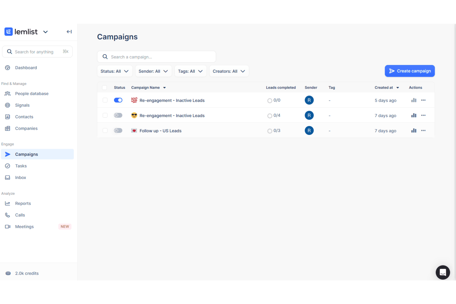 Lemlist screenshot - Le 10 migliori soluzioni software per l’automazione delle email di vendita recensite nel 2026