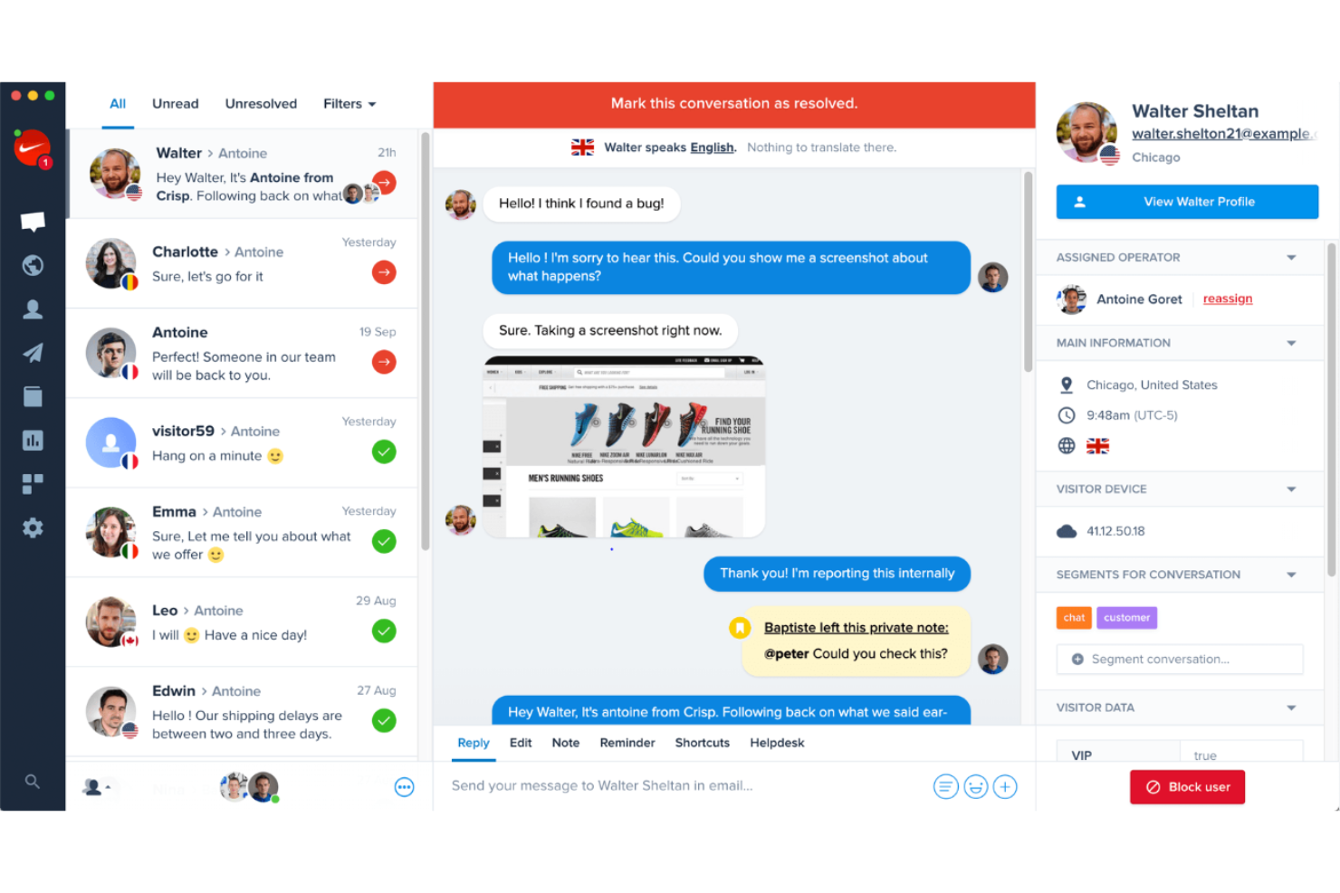 Crisp screenshot - Le 10 migliori alternative a Zendesk recensite nel 2026