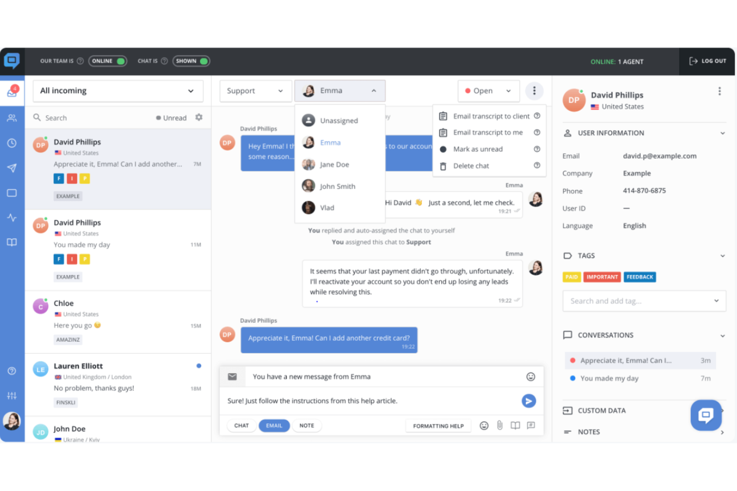 HelpCrunch screenshot - Las 10 mejores alternativas a Zendesk analizadas en 2026