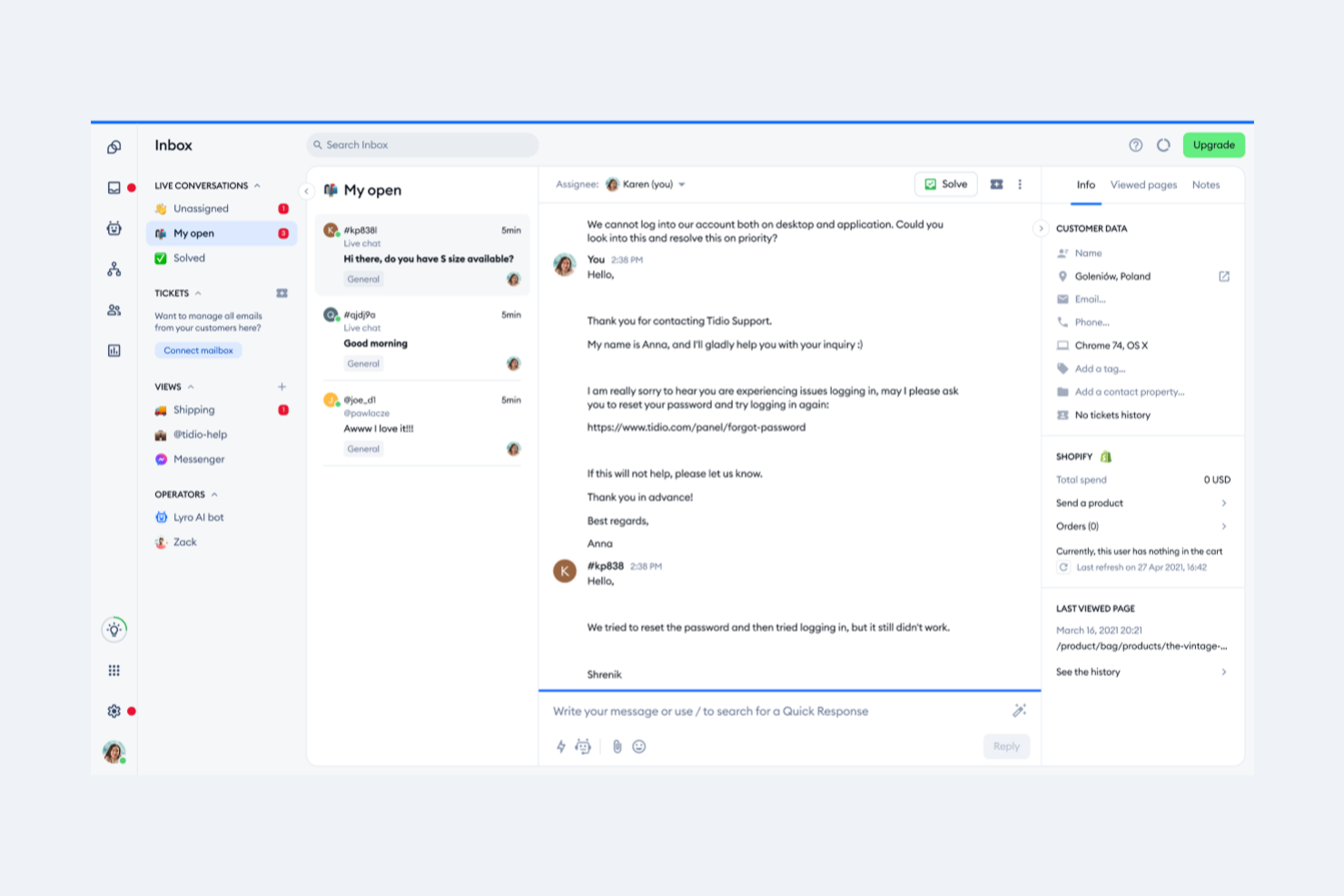 Tidio screenshot - Las 10 mejores alternativas a Zendesk analizadas en 2026